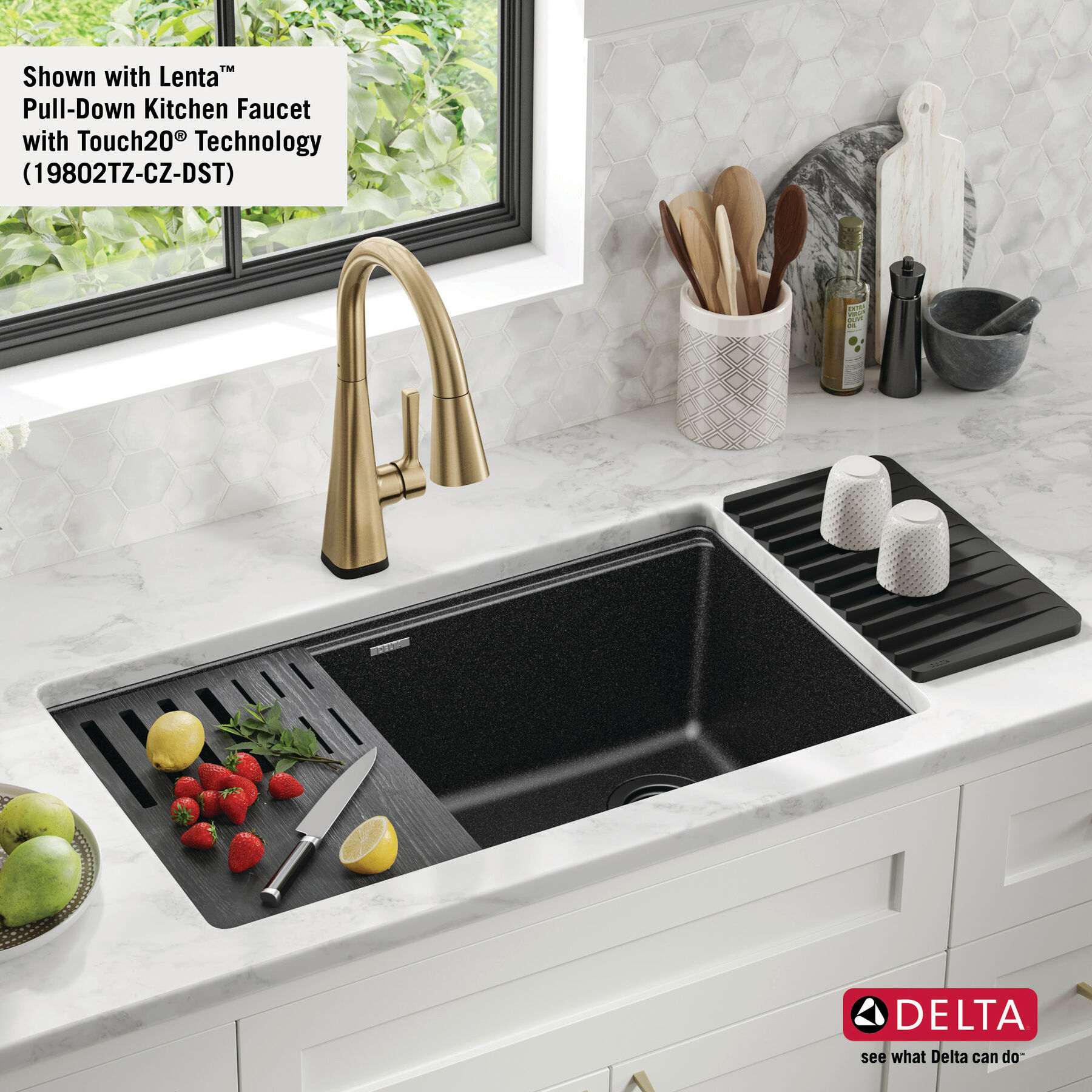32” Granite Composite Workstation Kitchen Sink Undermount Single Bowl with WorkFlow™ Ledge and Accessories, image 12
